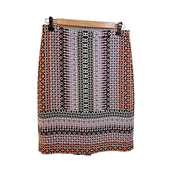 Vintage J.Crew Geometric Print Boho Pencil Skirt Business/Career Core Size 2/XS - Picture 2 of 12